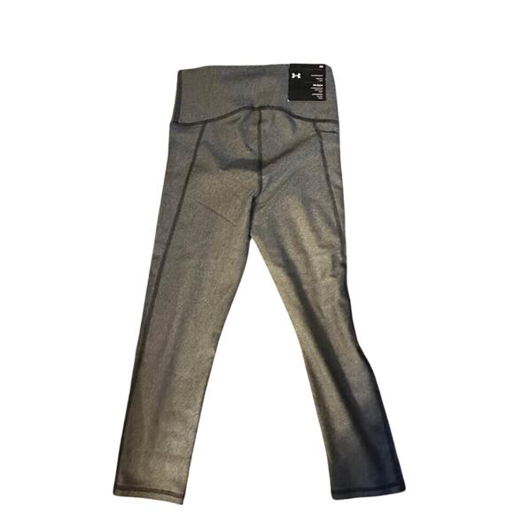 NWT Under Armour Compression Leggings Womens XS Gray Midrise Capri Logo - Picture 3 of 3